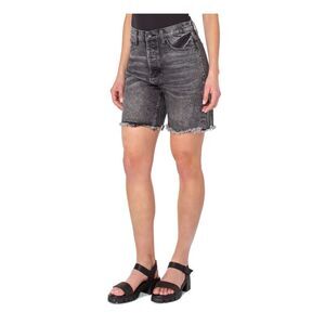 EARNEST SEWN NEW YORK Womens Gray Denim Pocketed Button Fly High Waist Shorts 29